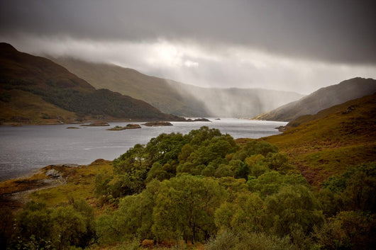 Dramatic storm with rain over the Loch Shiel, Scotland Wall Mural