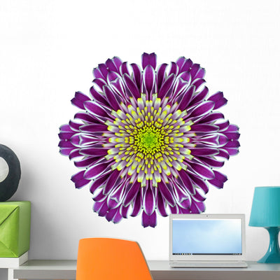 Mandala Chrysanthemum Flower Wall Decal shown on a wall