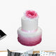 Beautiful wedding cake with pink flower isolated on white 