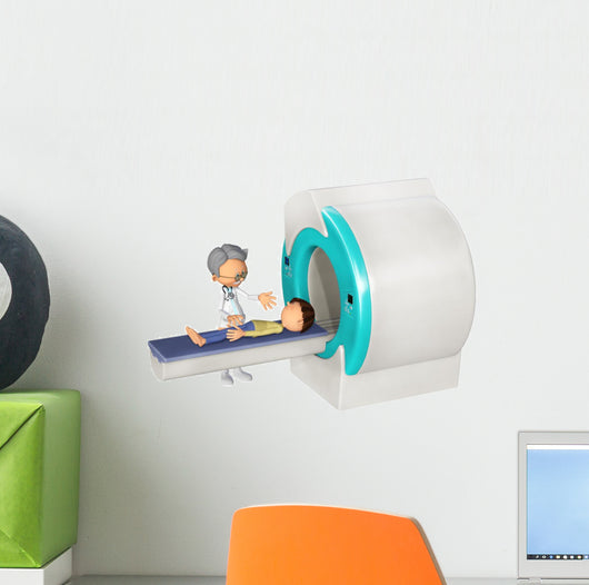 MRI Scanm Doctor and little boy, 3d Wall Decal