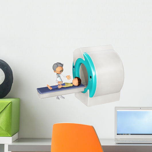 MRI Scanm Doctor and little boy, 3d Wall Decal