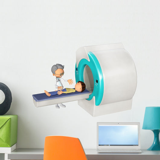 MRI Scanm Doctor and little boy, 3d Wall Decal