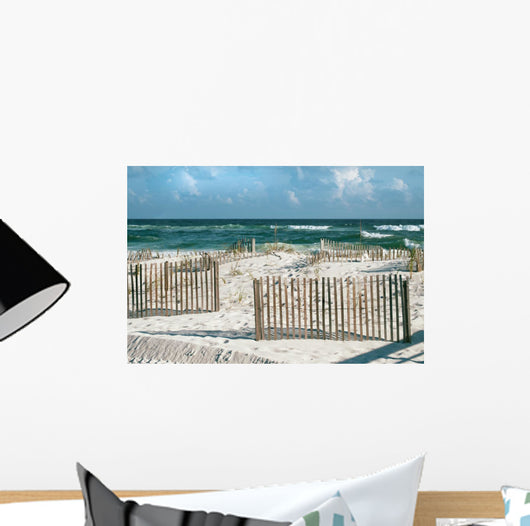 Beautiful Florida Beach with Sand Fences and Turquoise Ocean 