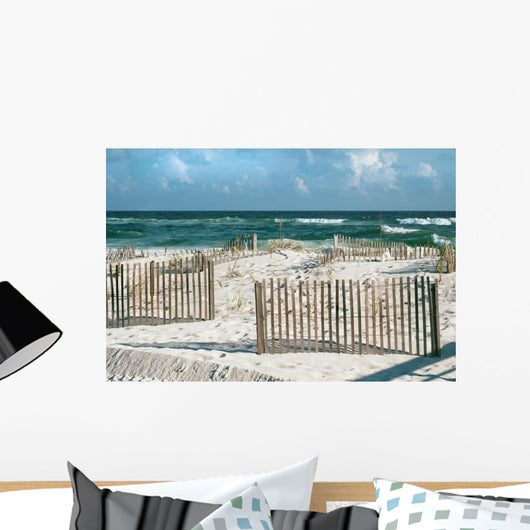 Beautiful Florida Beach with Sand Fences and Turquoise Ocean 