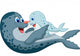 Mother and baby seal cartoon Wall Decal