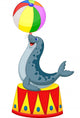 Illustration of Circus seal playing a ball Wall Decal