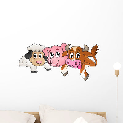 Farm Animals Wall Decal shown on a wall