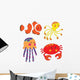 Set of cartoon sea creatures 
