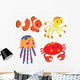 Set of cartoon sea creatures 