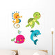Set of cartoon sea creatures 