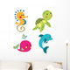 Set of cartoon sea creatures 