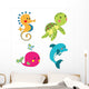 Set of cartoon sea creatures 