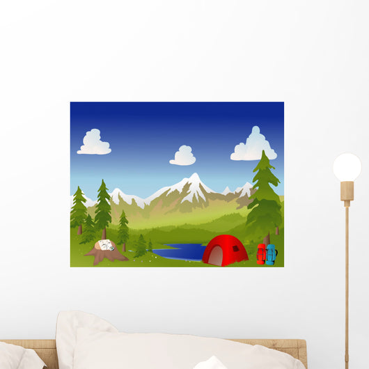 Camping in the mountains Wall Mural