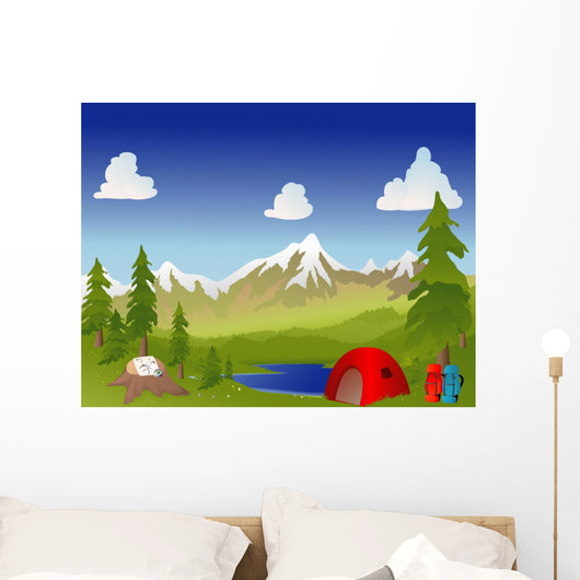 Camping in the mountains Wall Mural