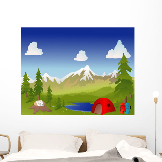 Camping in the mountains Wall Mural