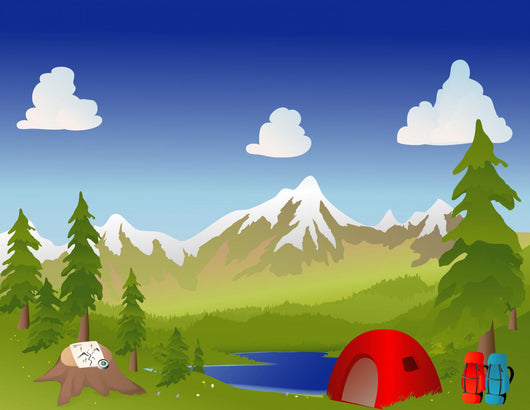 Camping in the mountains Wall Mural