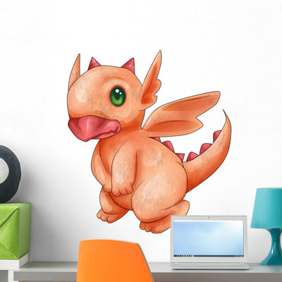 Cartoon Illustration Little Dragon shown on a wall