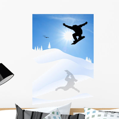 Snowboarder Silhouette shown on a wall
