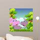 Family of Hippo With Forest Background 