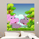 Family of Hippo With Forest Background 