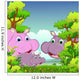 Family of Hippo With Forest Background 