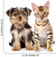 Purebred Bengal Kitten and Yorkshire Terrier Puppy. Isolated Wall Decal
