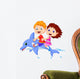 Boy and girl riding a dolphin Wall Decal