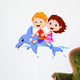 Boy and girl riding a dolphin Wall Decal