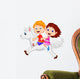 Boy and girl riding a pony horse Wall Decal