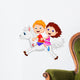 Boy and girl riding a pony horse Wall Decal