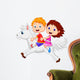 Boy and girl riding a pony horse Wall Decal