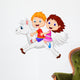 Boy and girl riding a pony horse Wall Decal