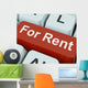For Rent Key Means Lease Or Rental. Wall Mural