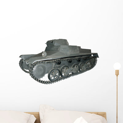 Old Gray Light Tank shown on a wall