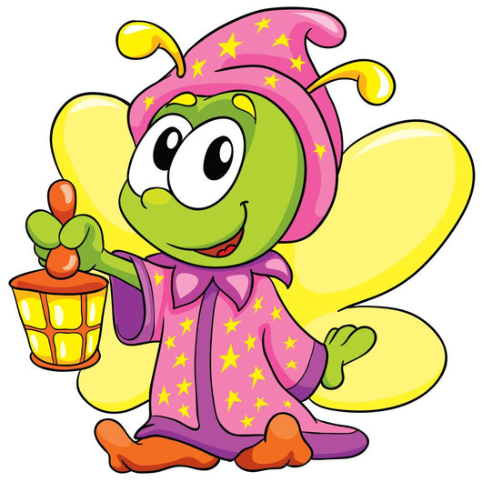 Firefly in Pajamas on White Background, Vector Illustration 