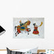 Traditional colourful medieval wall painting in Udaipur,India Wall Mural
