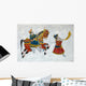 Traditional colourful medieval wall painting in Udaipur,India Wall Mural