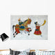Traditional colourful medieval wall painting in Udaipur,India Wall Mural