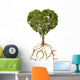 Tree with foliage with the shape of a heart and roots as text Lo 