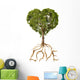 Tree with foliage with the shape of a heart and roots as text Lo 