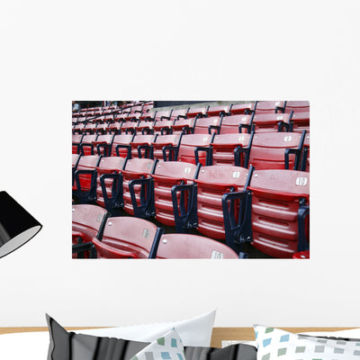 Empty Seats Fenway Park Wall Mural shown on a wall