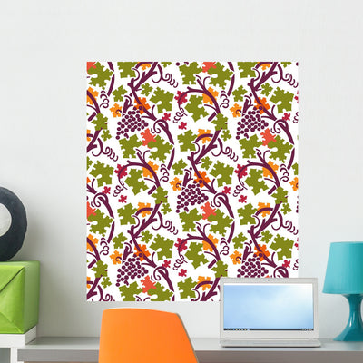 Autumn Grapevine Wall Decal shown on a wall