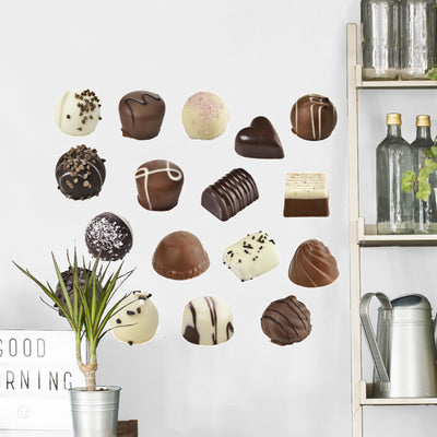 Chocolate Candies Wall Decal Sticker Set shown on a wall