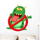 Stop virus - green virus in red alert sign Wall Decal