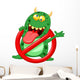 Stop virus - green virus in red alert sign Wall Decal