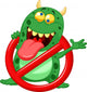 Stop virus - green virus in red alert sign Wall Decal