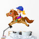 Little girl riding a pony horse Wall Decal