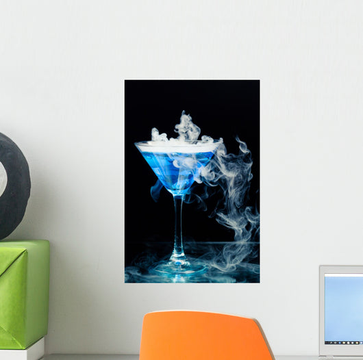 Blue Cocktail With Splash and Ice Vapor 