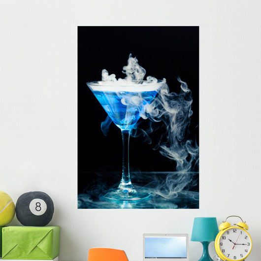 Blue Cocktail With Splash and Ice Vapor 