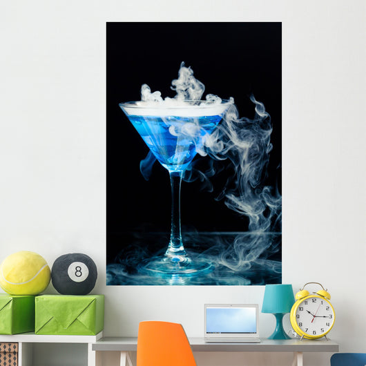 Blue Cocktail With Splash and Ice Vapor 